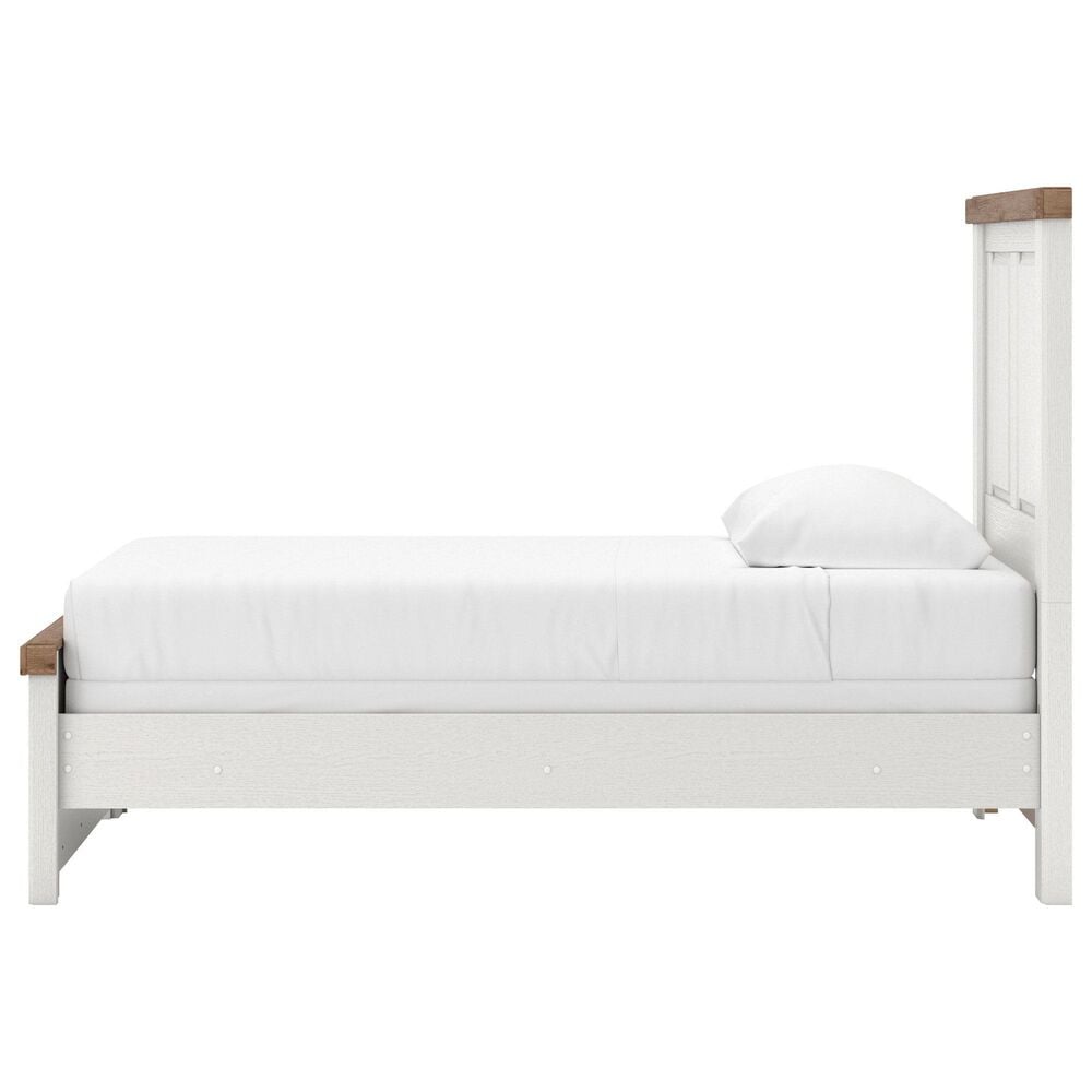 Ashley Rustic Twin Panel Bed in White and Brown, , large