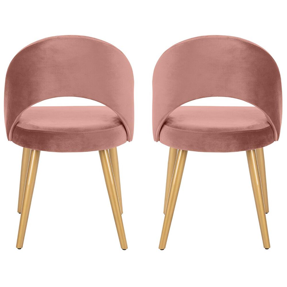 Safavieh Giani Dining Chair in Dusty Rose and Gold (Set of 2), , large