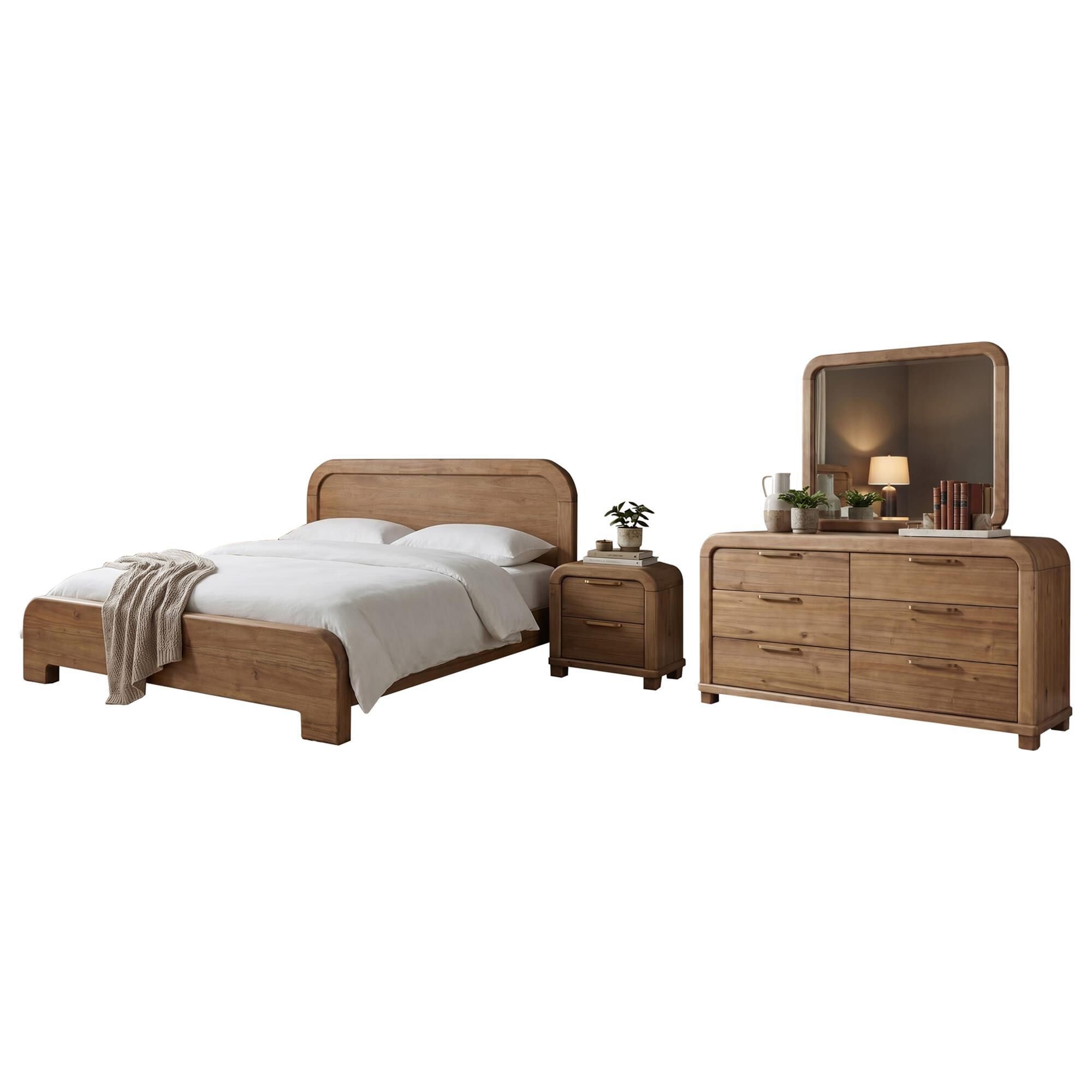 Urban Home Kione 4 Piece Queen Platform Bedroom Set in Brown