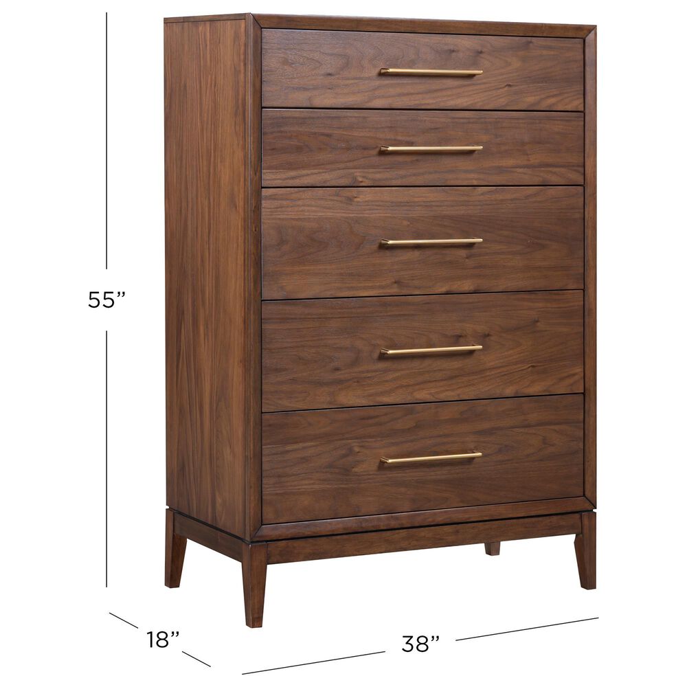 Riva Ridge Jasper 5 Piece Queen Panel Bedroom Set in Modern Walnut, , large