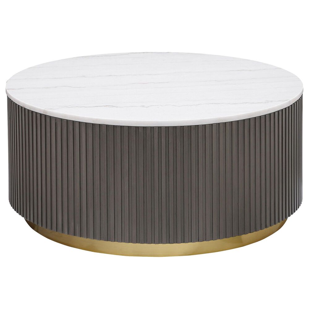 Pacific Landing Jason Coffee Table in White, Charcoal and Brushed Gold, , large