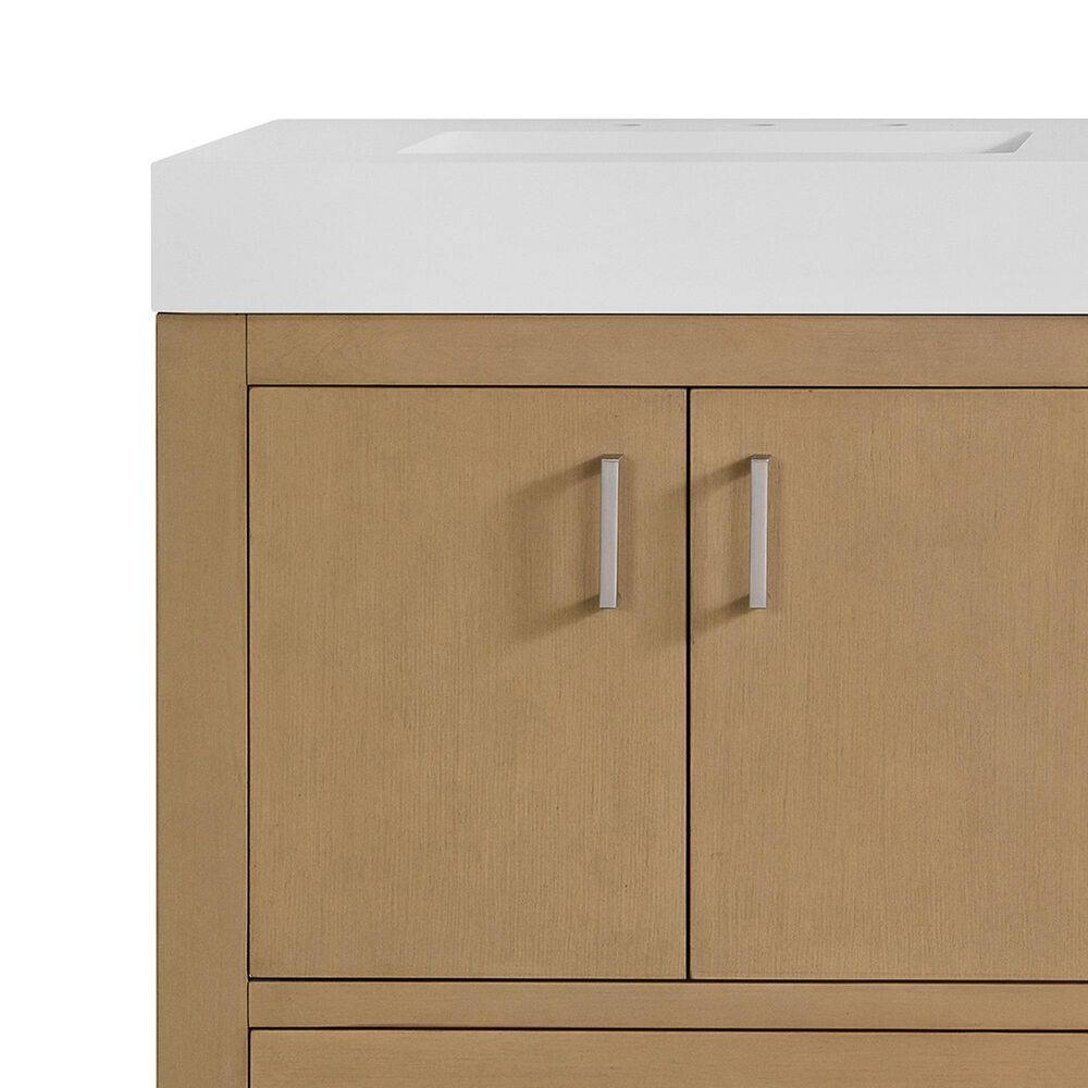37B Alanya 72" Double Bathroom Vanity in Warm Oak with White Composite Stone Top, , large