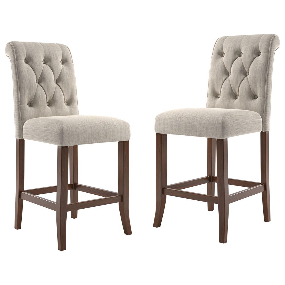 Furniture of America Zimmerman Counter Chair in Rustic Oak (Set of 2), , large
