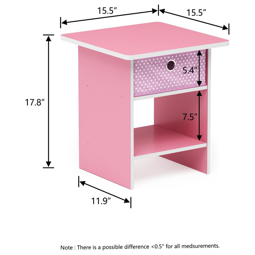 HOMLUX 1-Drawer Modern Nightstand with Open Shelf in Pink (Set of 2), , large