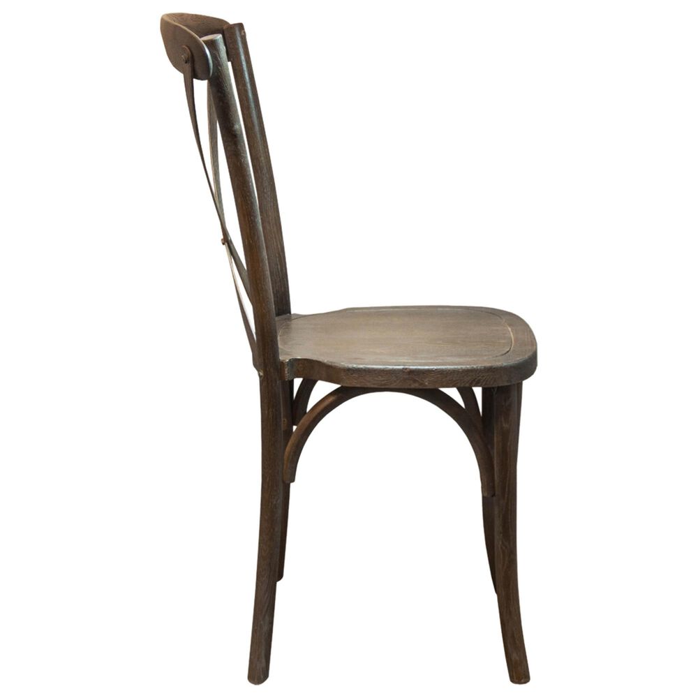 Flash Furniture Advantage X-Back Dining Side Chair in Dark Driftwood, , large