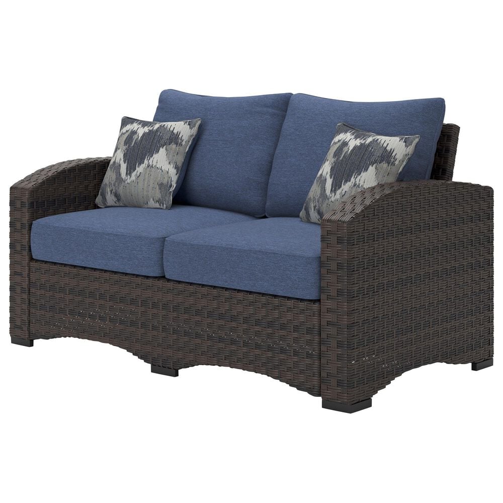 Ashley Windglow Patio Loveseat in Brown, , large
