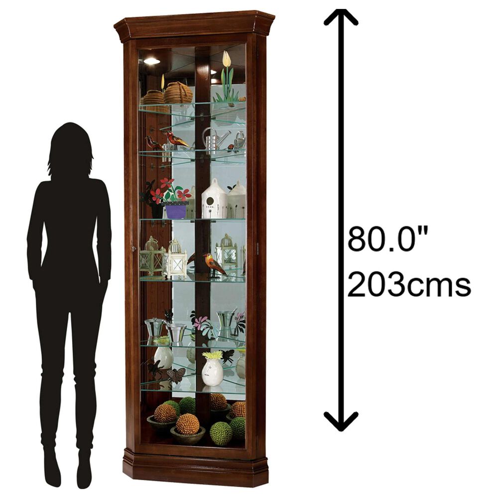 Howard Miller Drake Corner Curio Cabinet in Cherry Bordeaux, , large