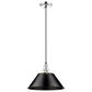 Golden Lighting Orwell 1-Light Wide Large Pendant with Matte Black Shade in Chrome, , large