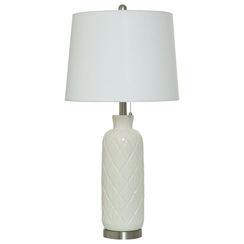 Flair Industries 30" Geometric Ceramic Table Lamp in Ivory, , large