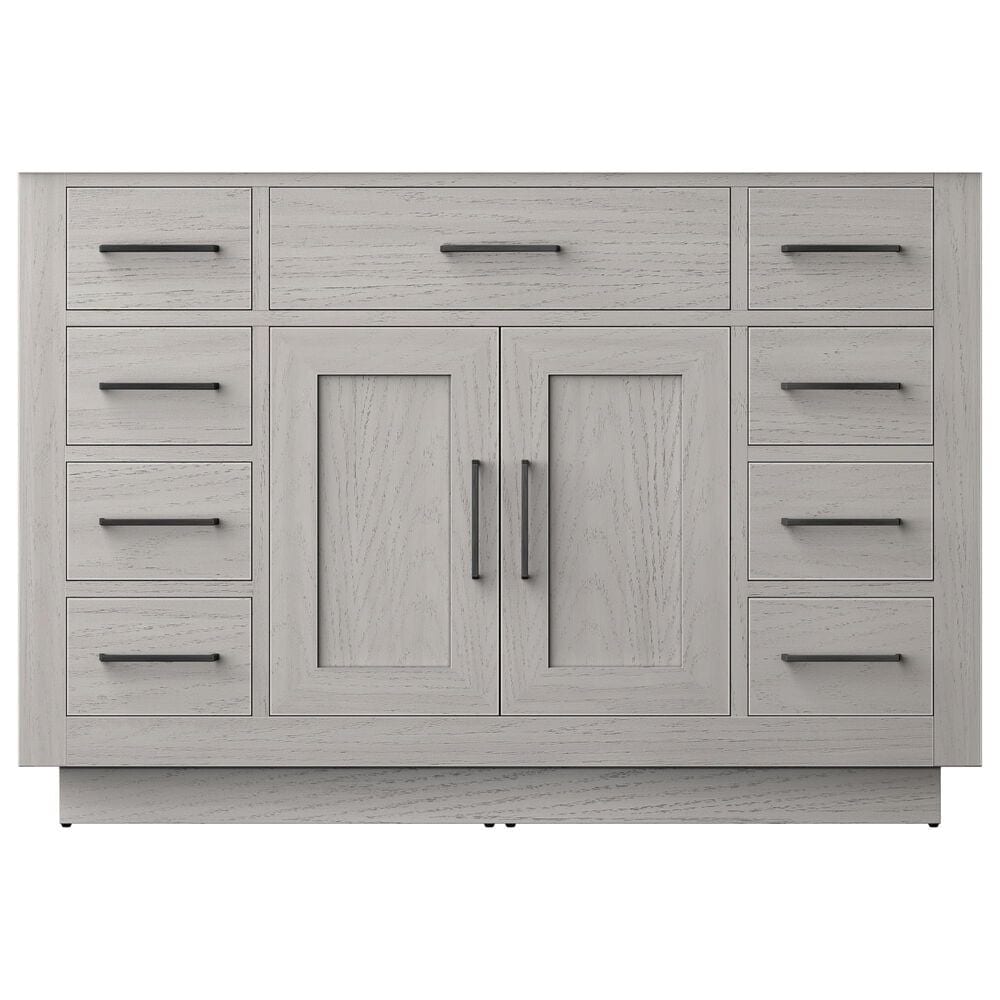 Lexora Home Abbey 48&quot; Single Bathroom Vanity in White Oak with 2 cm White Carrara Marble Top and Rectangular Sink, , large