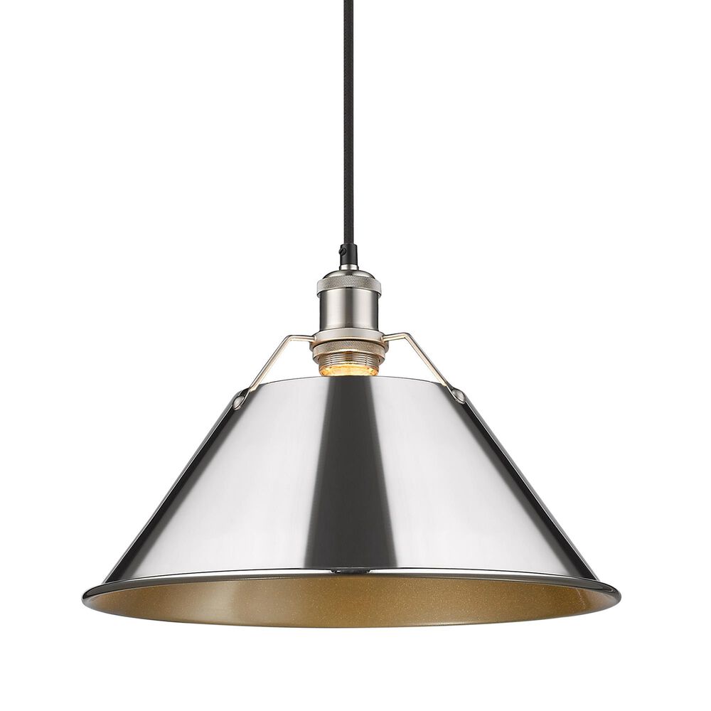 Golden Lighting Orwell 1-Light Wide Large Pendant with Chrome Shade in Pewter, , large