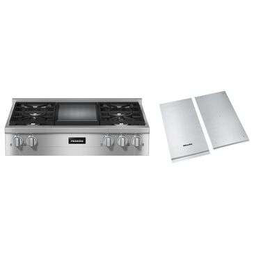 Miele 36" Natural Gas Rangetop with Broil-Griddle Cover in Stainless Steel and Black, , large