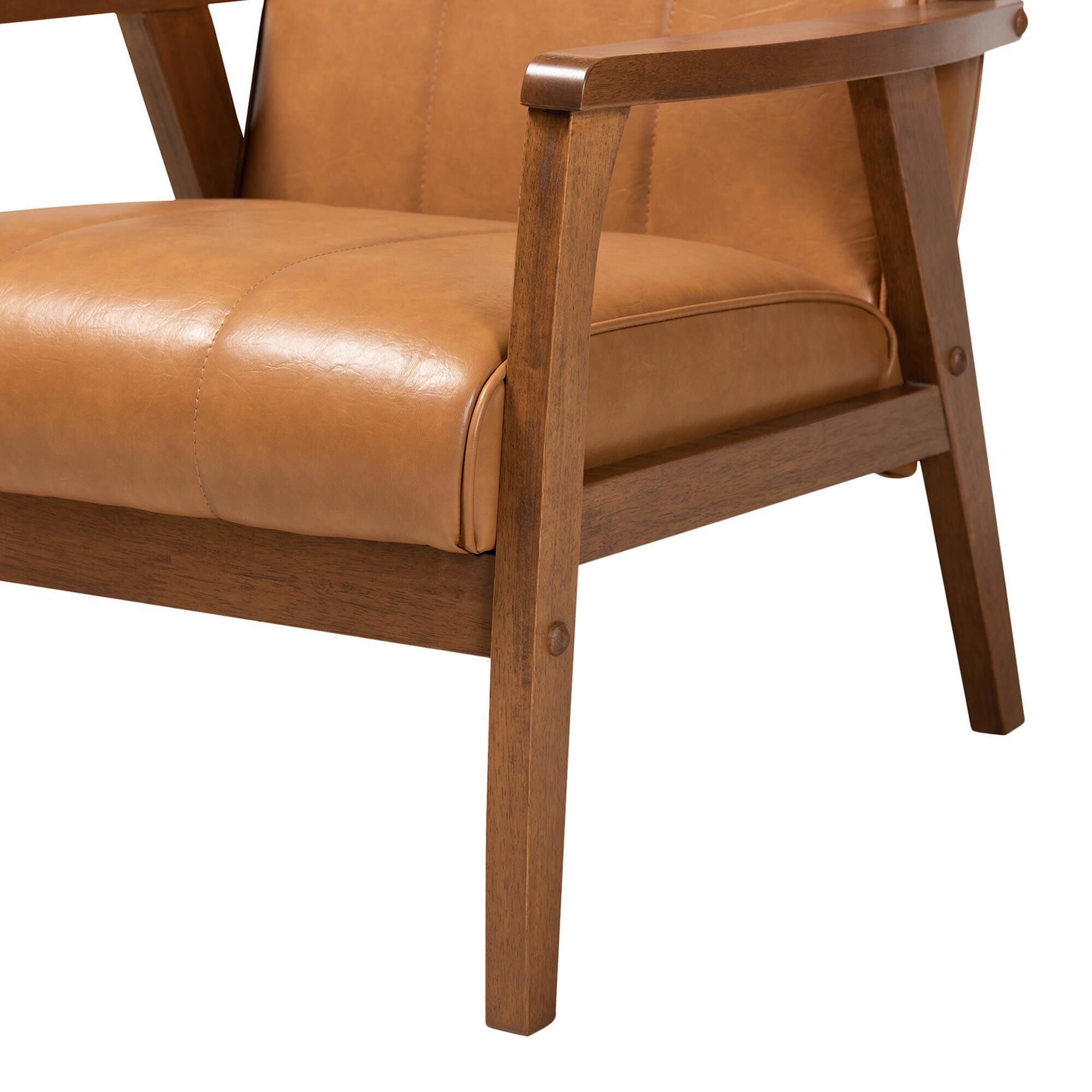 Baxton Studio Nikko Lounge Chair in Tan