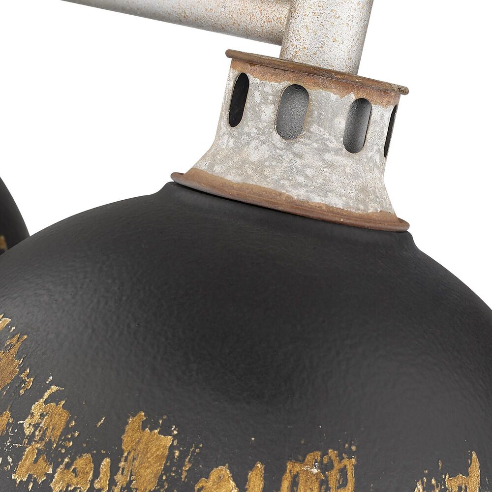 Golden Lighting Kinsley 3-Light Linear Pendant with Antique Black Iron Shade in Aged Galvanized Steel, , large