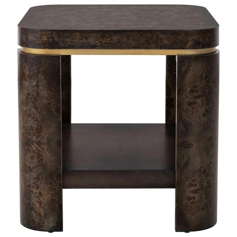 Bassett Mirror Company Langford End Table in Rich Ebonized and Gold, , large
