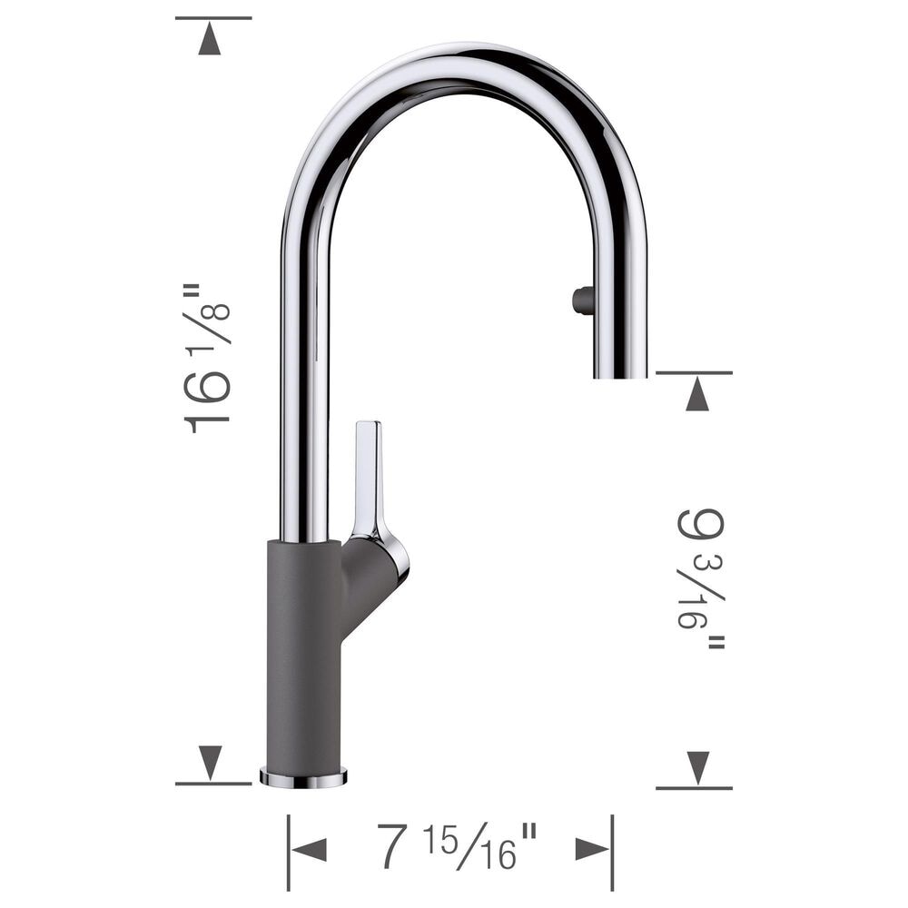 Blanco Urbena 1.5 GPM Pull-Down Kitchen Faucet in Chrome and Cinder, , large