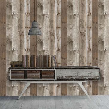 Tempaper 28 sq. ft. Repurposed Wood Weathered Peel and Stick Wallpaper, , large
