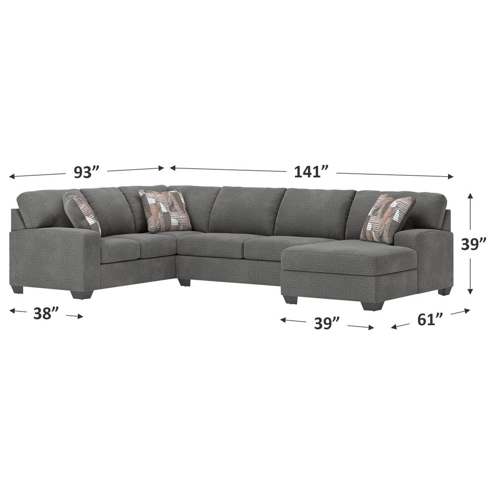Ashley Seyler Lane 3-Piece Right Facing Sectional with Left-Arm Chaise in Greystone, , large