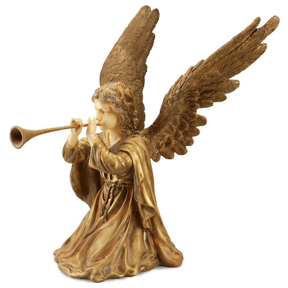 National Tree 24" Polystone Gold Angel with Horn, , large