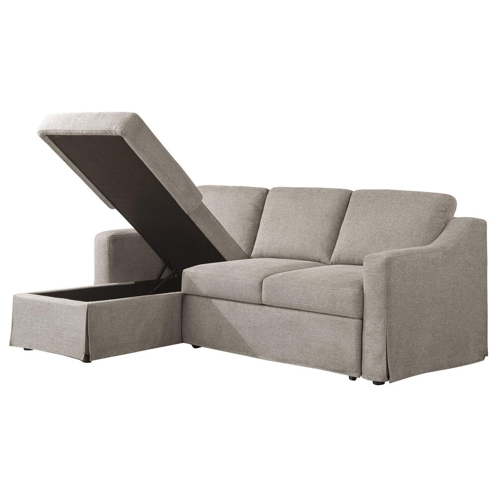 Lifestyle Solutions Haddington Stationary Convertible Sleeper Sofa with Chaise in Flax, , large