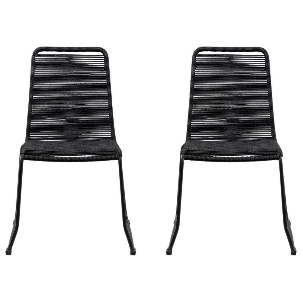Blue River Shasta Outdoor Dining Chair with Rope Seat in Black (Set of 2), , large