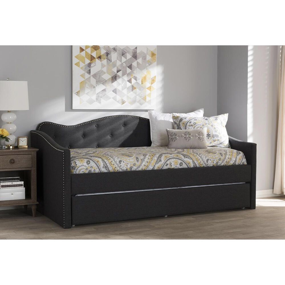 Baxton Studio Kaija Daybed with Trundle in Dark Grey Nebraska