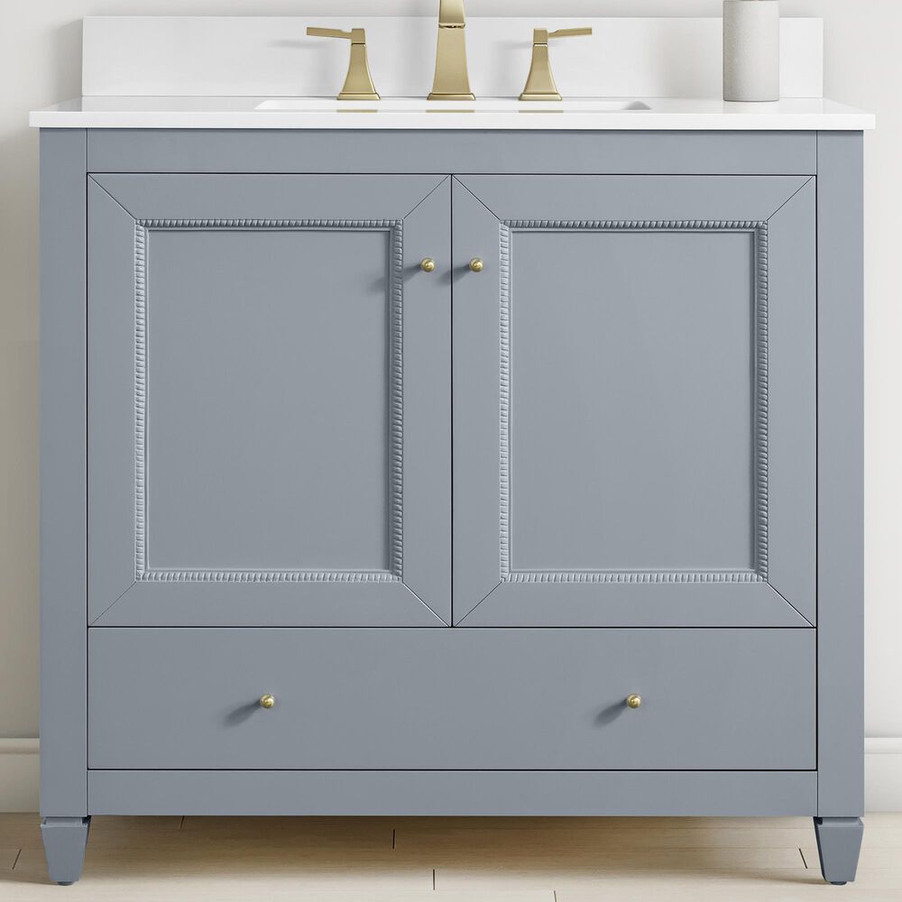 37B Claudine 36" Single Bathroom Vanity in Soft Blue with Glossy White Composite Stone Top and Backsplash, , large
