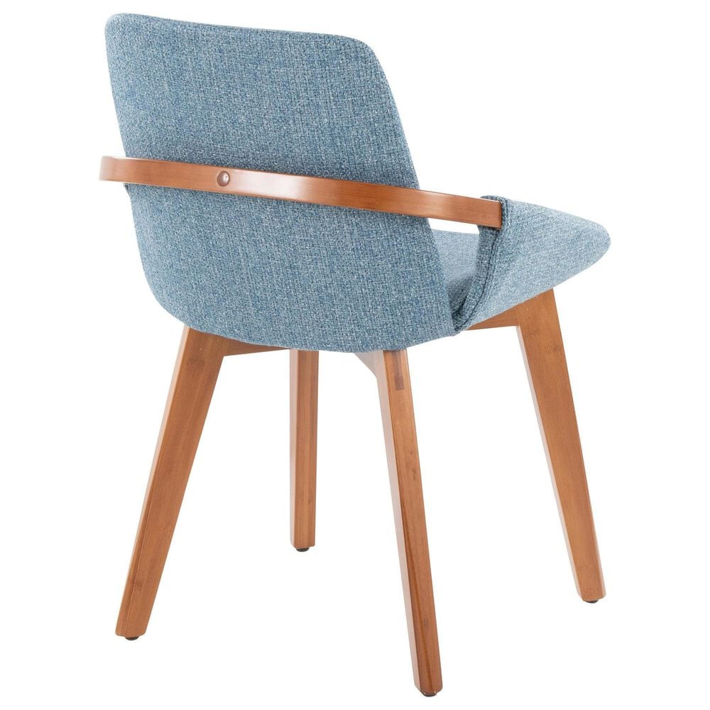 LumiSource Cosmo Arm Chair with Blue Noise Fabric Cushion in Walnut, , large