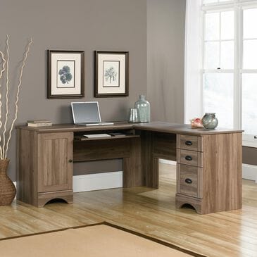 Sauder Harbor View Corner Computer Desk in Salt Oak, , large