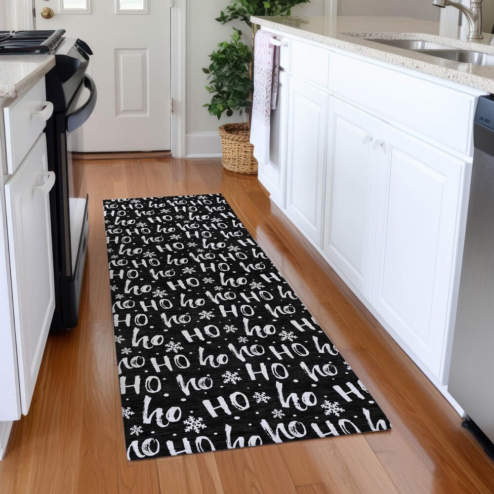 Dalyn Rug Company Wonderland WN22 2&#39;3&quot; x 7&#39;6&quot; Black Indoor/Outdoor Runner, , large