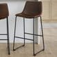 Lumisource Duke Fixed-Height Barstool with Espresso and Orange Cushion in Black, , large