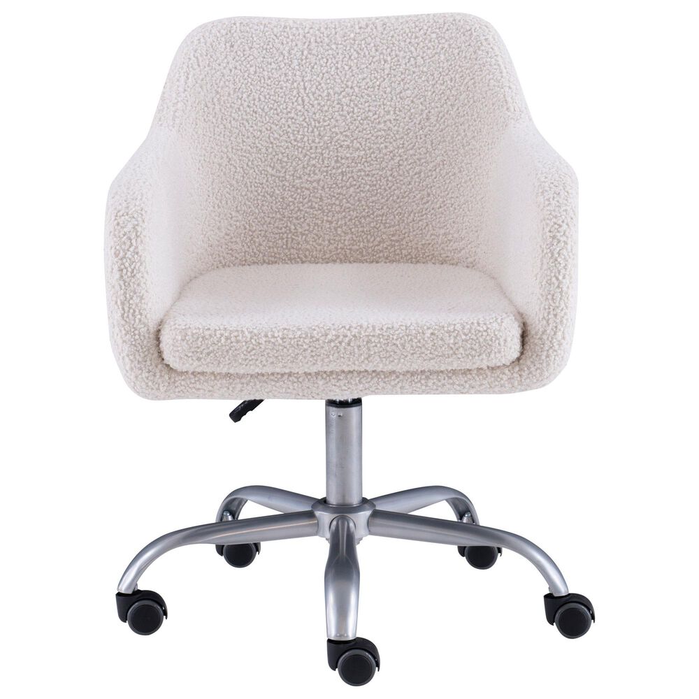 Linon Home Decor Rylen Office Chair with White Cushion in Silver, , large
