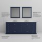 Lexora Home Dukes 84" Double Bathroom Vanity in Navy Blue with 2 cm White Carrara Marble Top and Rectangular Sinks, , large