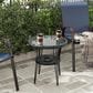 Furniture of America Serene 1-Shelf Glass Top Round Patio Coffee Table in Black, , large