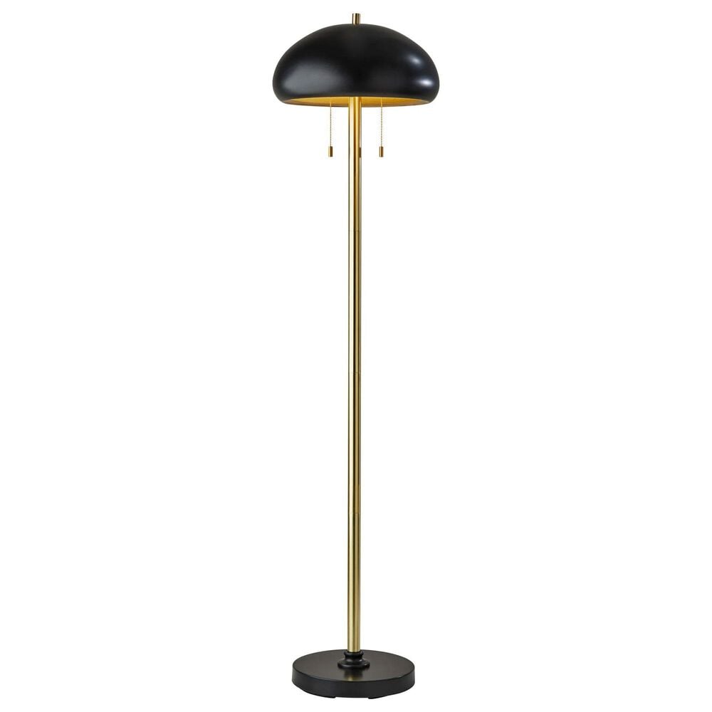 Adesso Cap Floor Lamp in Black and Antique Brass, , large