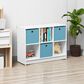HOMLUX 6-Cube Bookshelf Bookcase with Light Blue Storage Bins in White, , large