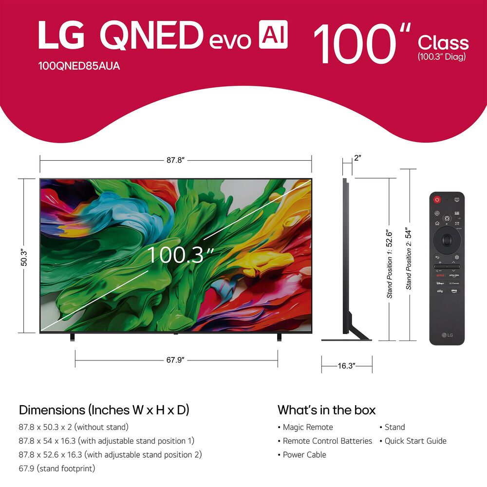 LG 100" Class QNED85A Series AI evo Mini LED 4K Ultra HD in Black - Smart TV, , large