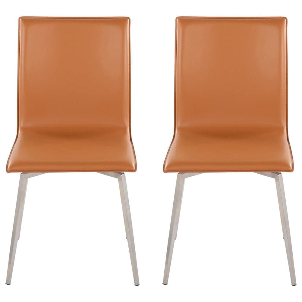 Lumisource Mason Swivel Side Chair with Camel Upholstered in Brushed Stainless Steel &#40;Set of 2&#41;, , large