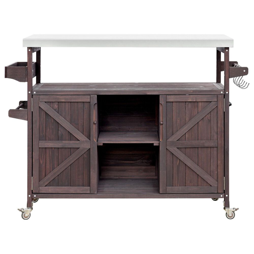 HOMLUX 50" Outdoor Kitchen Island in Dark Brown and Stainless Steel, , large