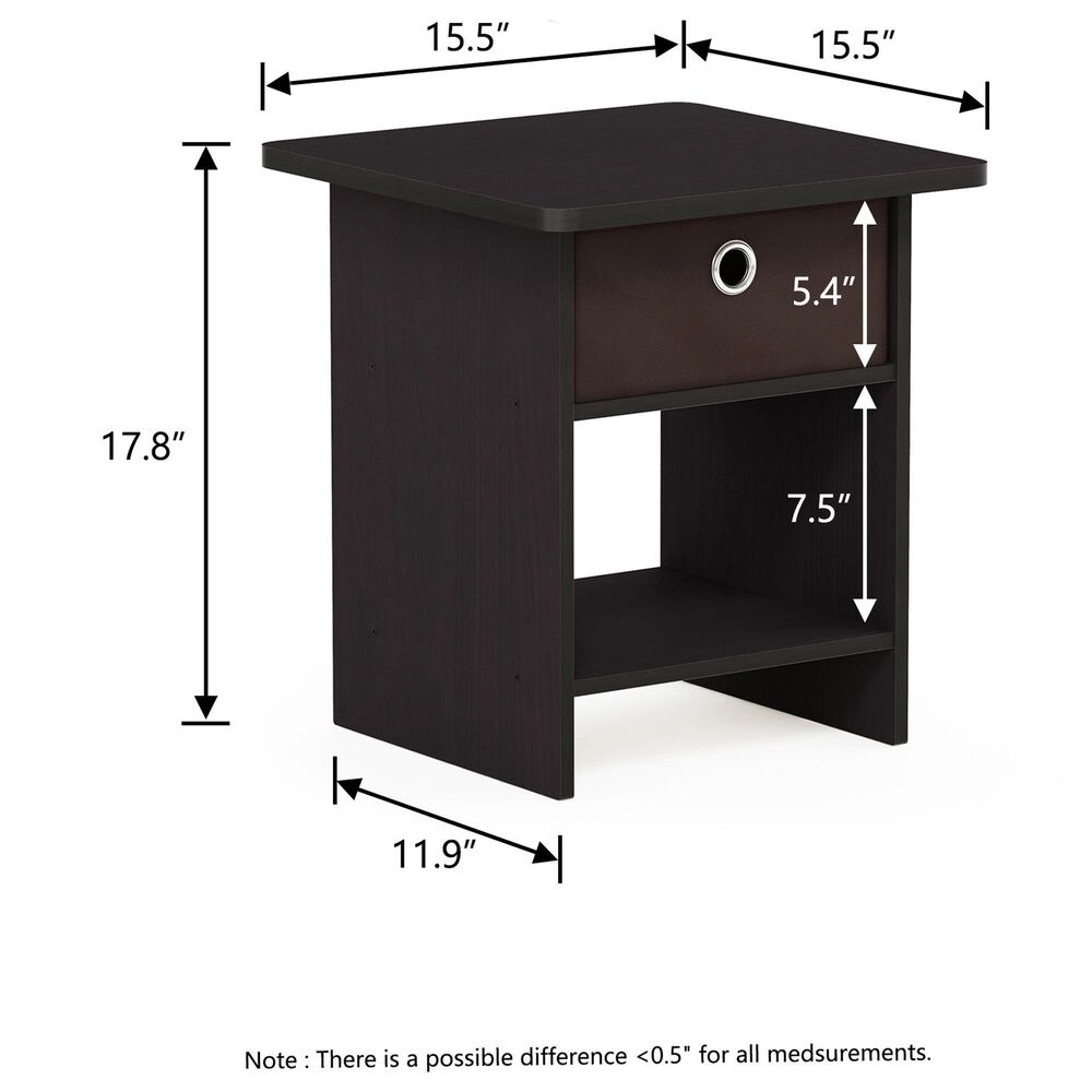 HOMLUX 1-Drawer Modern Nightstand with Open Shelf in Dark Walnut (Set of 2), , large