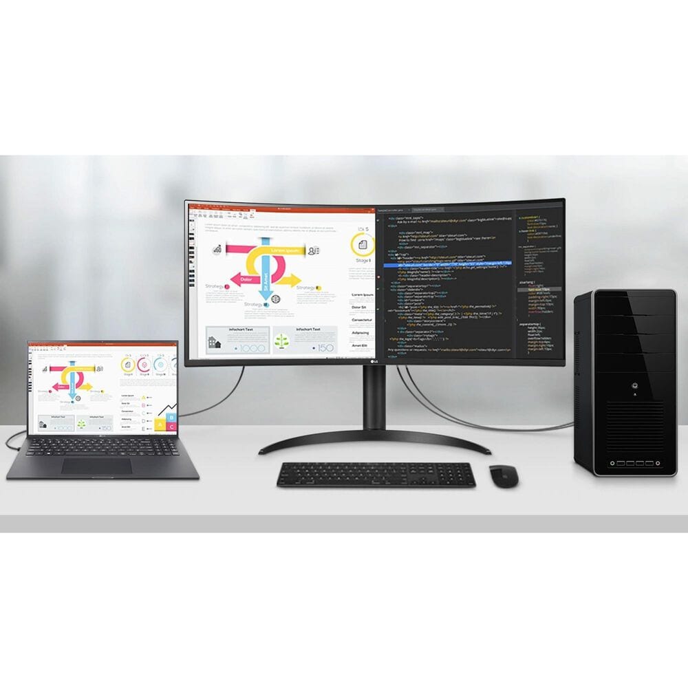 LG 34&quot; UltraWide QHD Curved Monitor with USB-C in Black, , large