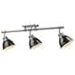 Golden Lighting Duncan 3-Light Semi-Flush - Track-Light in Pewter with Black Shades, , large