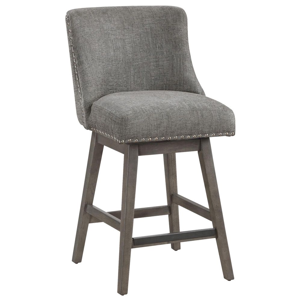 OSP Home Granville Swivel Counter Stool with Charcoal Upholstered in Grey, , large