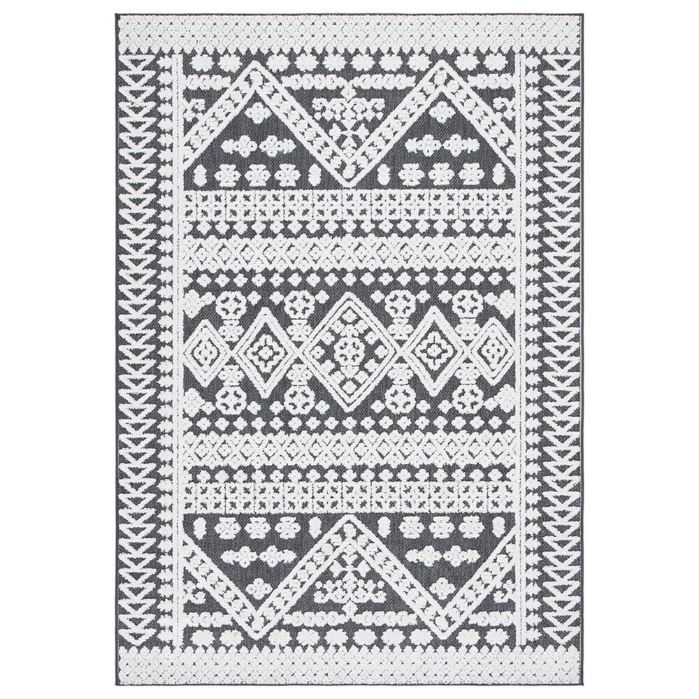 Safavieh Cabana CBN658A 5"5" x 7"7" Ivory and Grey Indoor/Outdoor Area Performance Rug, , large