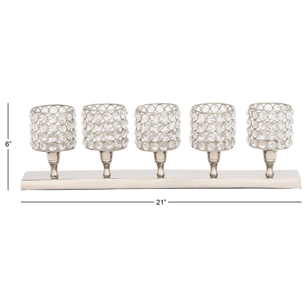 Maple and Jade 21&quot; x 6&quot; Hurricane Lamp in Gloss Silver, , large