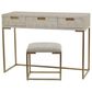 Maple and Jade Vanity Stool and Hidden Mirror in Light Gray and Gold, , large