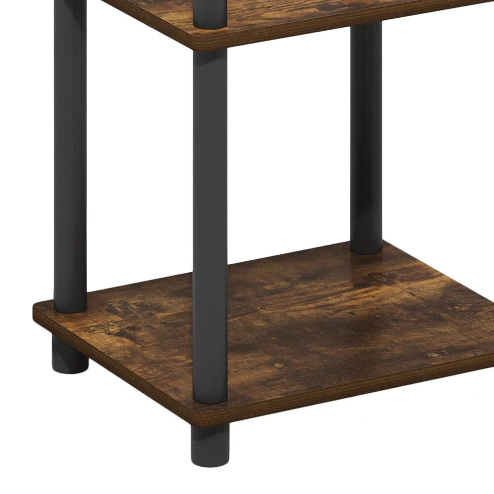 HOMLUX 3-Tier Turn-N-Tube End Table with Charging Station in Amber Pine and Black, , large