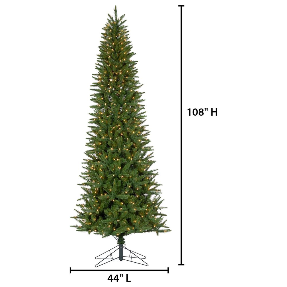 The Gerson Company 9&#39; Pre-Lit Artificial Natural Cut Narrow Northern Spruce with White Lights in Green, , large