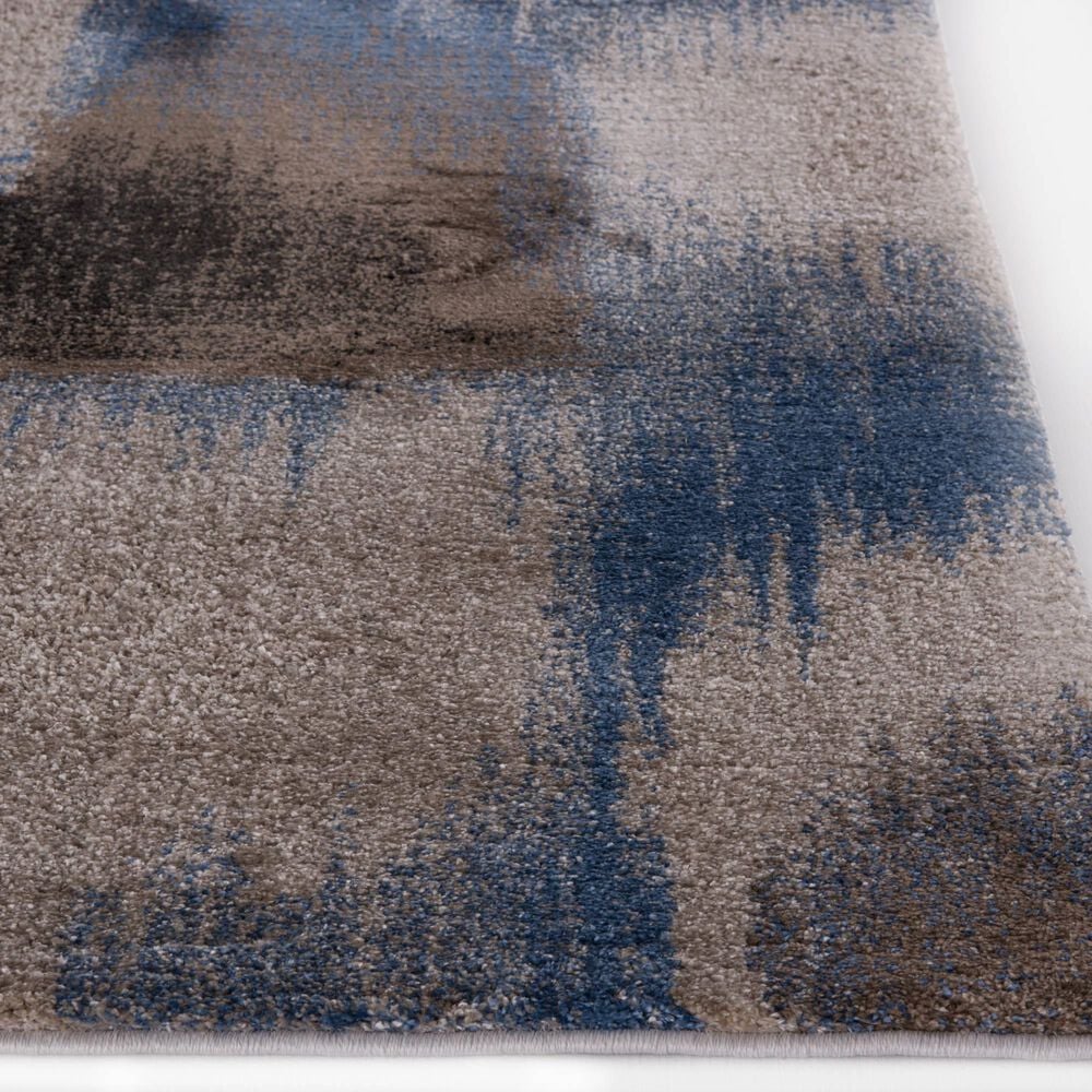 Central Oriental Structures Torrent Flame 5&#39; x 7&#39;6&quot; Brown and Blue Area Rug, , large