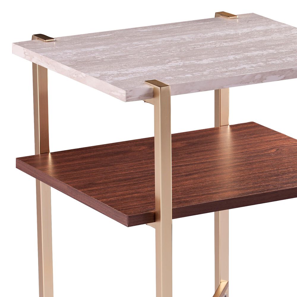 Southern Enterprises Ardmillan Storage End Table in Brass, Tobacco, and White, , large
